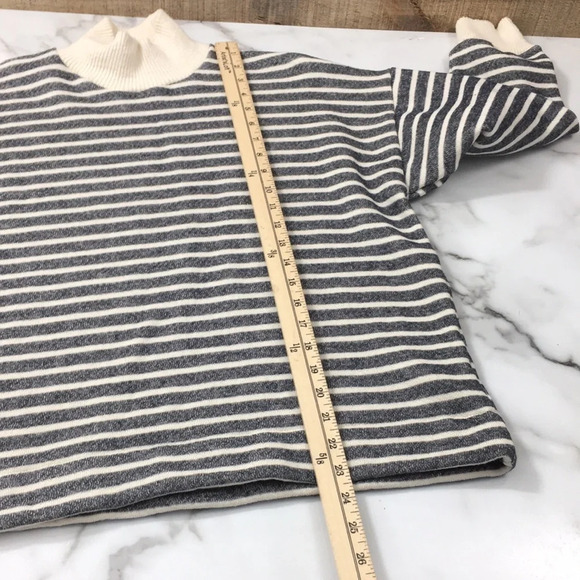 Zara Black White Stripe‎ Knit Turtleneck Sweater Womens Large Pullover Cropped - Picture 8 of 9